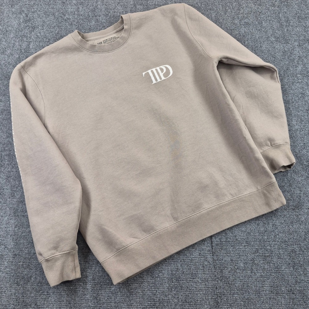 Taylor Swift The Tortured Poets Department TTPD Beige Crewneck Sweatshirt Large